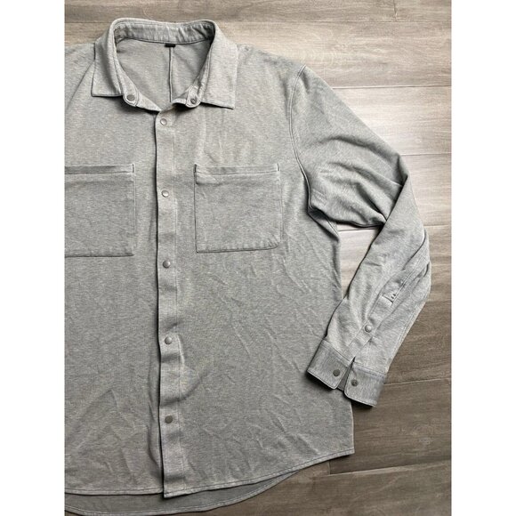 Lululemon Soft Knit Snap Overshirt Men's Long Sleeve Layer Active Gray XL Shirt - Picture 7 of 10